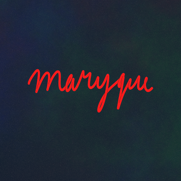 main website image, red vector handdrawn text maryque on a dark blue background